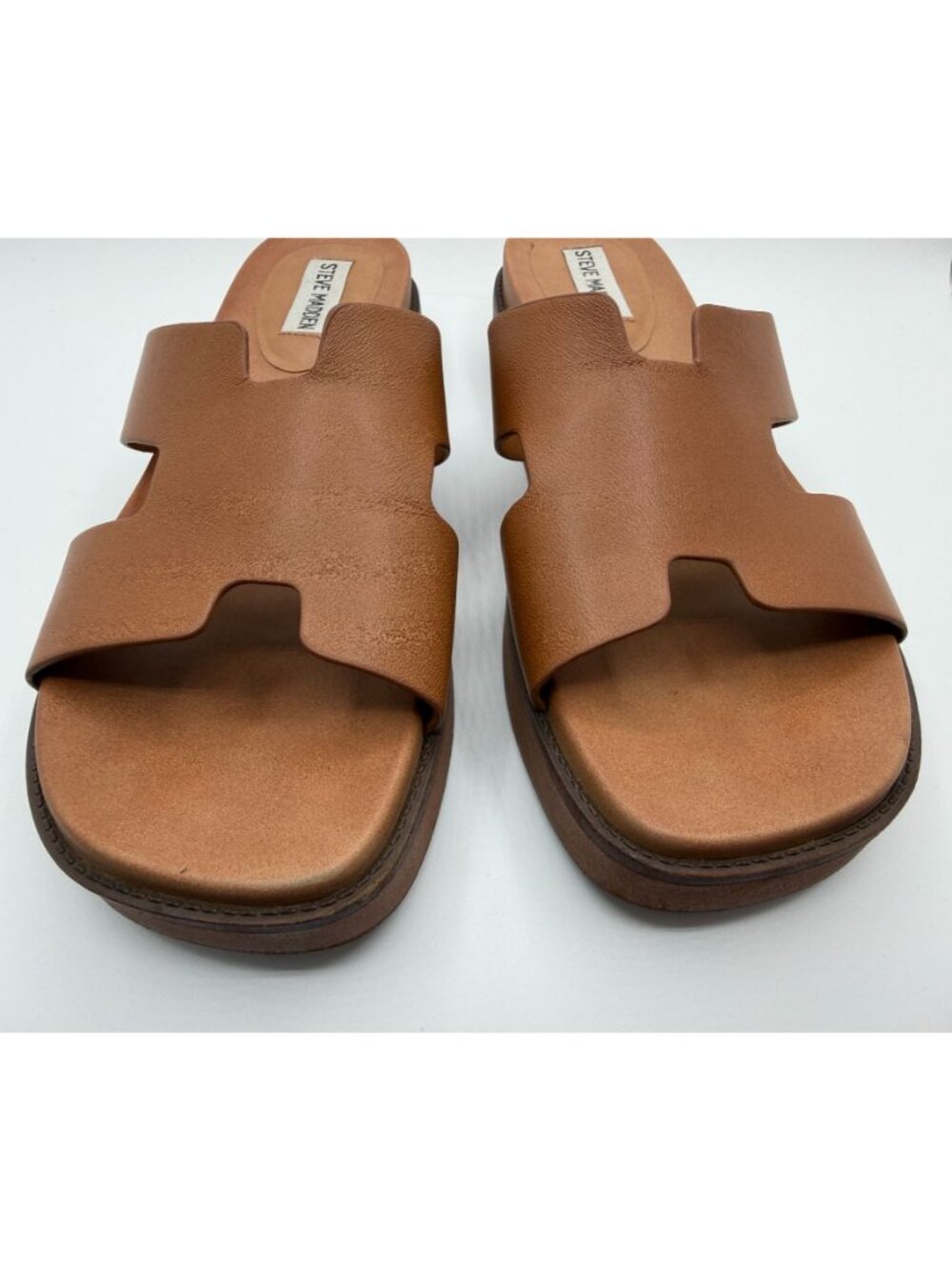 Steve Madden Riches Sandals Women Size 10M Tan Leather Platform Shoes - Picture 6 of 16
